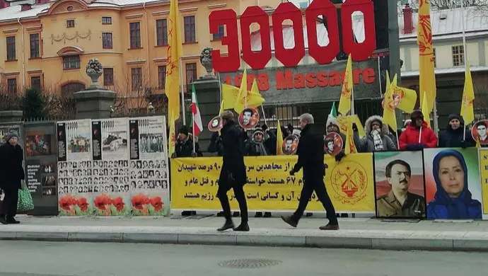 إيرانيون يتظاهرون في ستوكهولم والطقس 12درجة تحت الصفر – تغريدة مريم رجوي