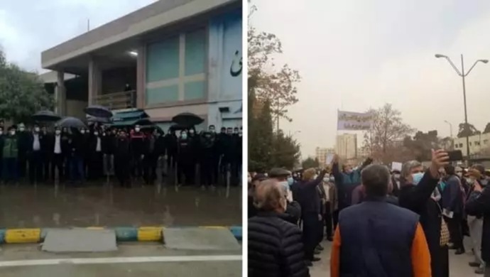 متقاعدون يحتجون أمام مجلس شورى النظام لليوم الثاني على التوالي