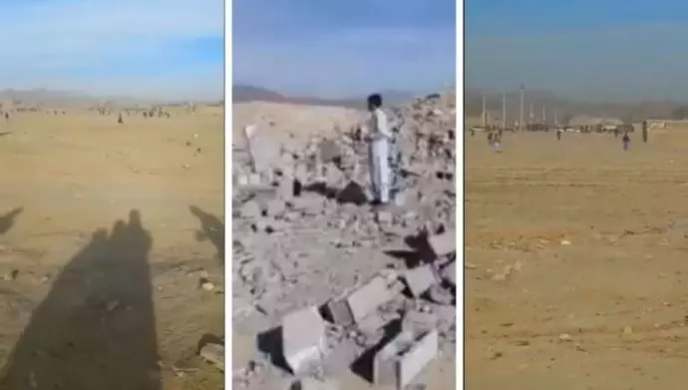 هجوم وحشي على المواطنين البلوش في مدینة زاهدان وتدمير منازلهم