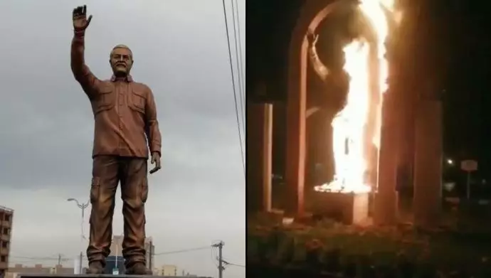 فوكس نيوز نشطاء مناهضون للنظام في إيران يسجلون إحراق تمثال سليماني باسمهم