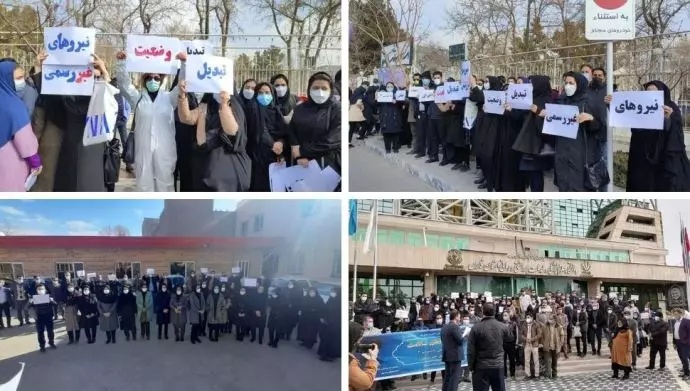 متزامنًا مع المعلمين، تجمعات احتجاجية للممرضات والطاقم الطبي في عدة مدن إيرانية - السبت 29 يناير
