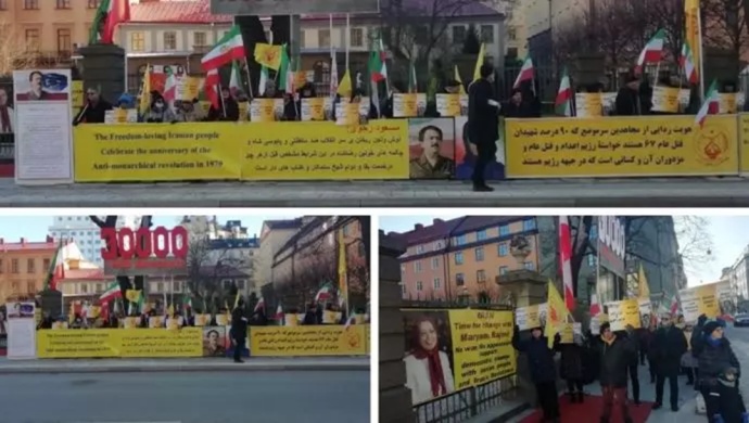 إيرانيون في ستوكهولم يطالبون بمحاكمة خامنئي ورئيسي - الجمعة 11 فبراير