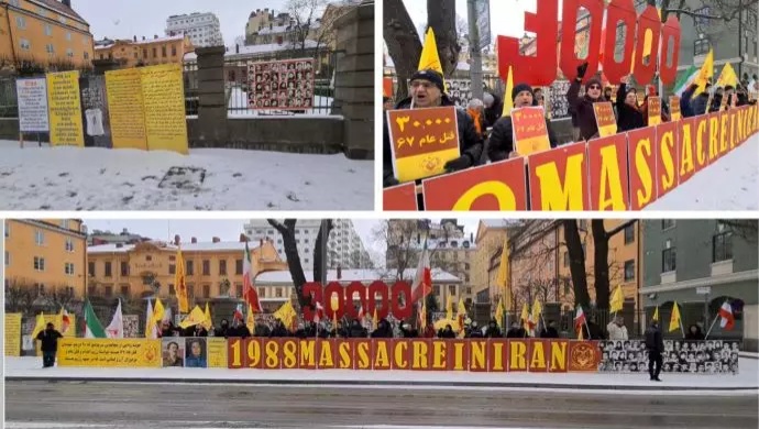 إيرانيون في ستوكهولم يتظاهرون للمطالبة بمحاسبة خامنئي ورئيسي- 1 نيسان