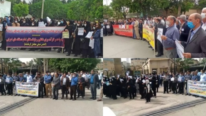 احتجاجات المعلمين في عموم إيران تزامنا مع عيد العمال العالمي وقوات الأمن تهاجم المتظاهرين