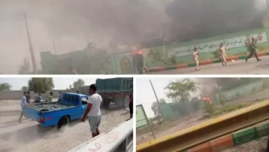 إشعال النار في مخفر للشرطة في ميناب رداً على قتل ناقلي الوقود