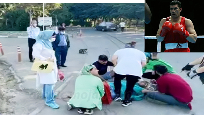 عناصر نظام الملالي يطلقون النار مباشرة على ملاكم من المنتخب الوطني