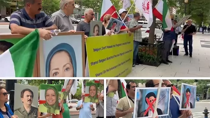 واشنطن – مظاهرات الإيرانيين أمام السفارة البلجيكية ضد الصفقة المخزية بين نظام الملالي والحكومة البلجيكية