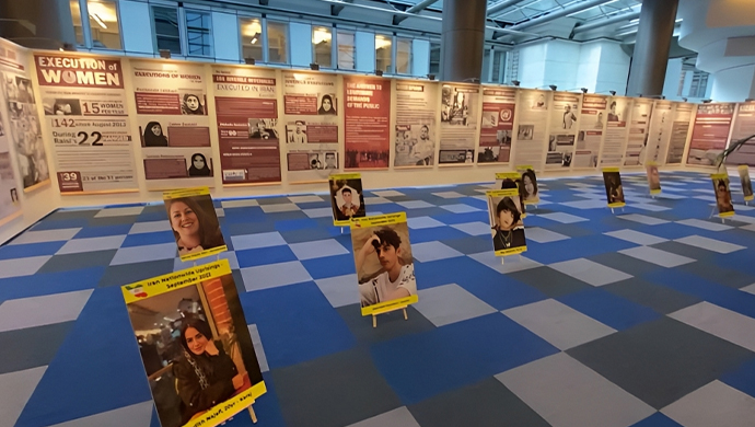 البرلمان الأوروبي - معرض شهداء ثورة الشعب الإيراني وشهداء مجزرة 1988 بمناسبة اليوم العالمي لمناهضة الإعدام وبالتزامن مع انتفاضة الشعب الإيراني المجيدة ضد نظام الملالي