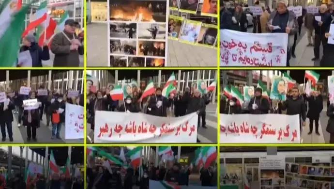 كولونيا، ألمانيا - مظاهرة لأنصار مجاهدي خلق دعما لانتفاضة الشعب الإيراني