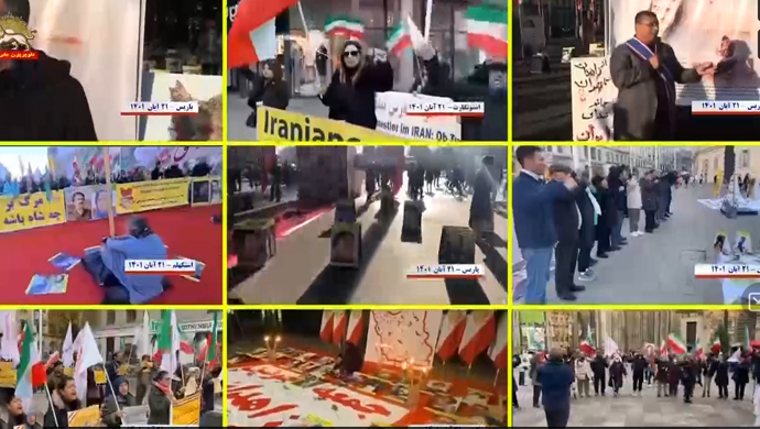 مظاهرات الإيرانيين في باريس وفيينا وشتوتغارت وستوكهولم ولاهاي ويوتوبوري وكولونيا