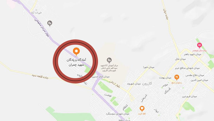 استهداف شباب الانتفاضة معسكر جمران لقوات الحرس في مدينة كازرون