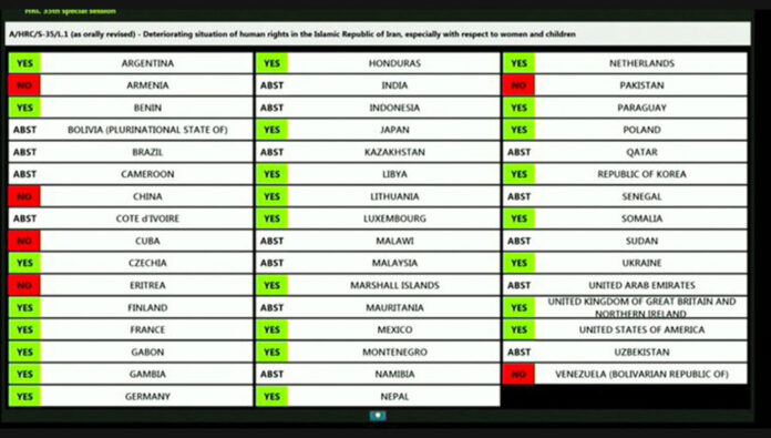 الأمم المتحدة تصوت لتشكيل لجنة دولية لتقصي الحقائق حول انتهاكات حقوق الإنسان في إيران