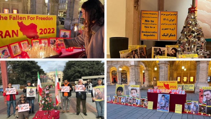 أنصار منظمة مجاهدي خلق في السويد وسويسرا وألمانيا والنمسا يحيون شهداء الانتفاضة الإيرانية