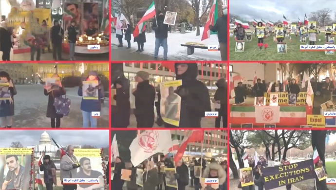 مظاهرات إيرانيين في أمريكا وأوروبا وكندا ضد إعدام محسن شكاري ومجيد رضا رهنورد
