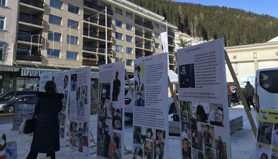 إقامة معرض شهداء الانتفاضة الإيرانية في دافوس - سويسرا