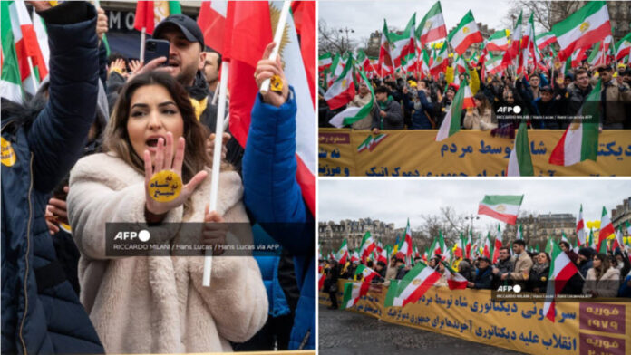 فرانس برس: باريس، مظاهرة دعما للشعب الإيراني في باريس في دنفر روشيرو