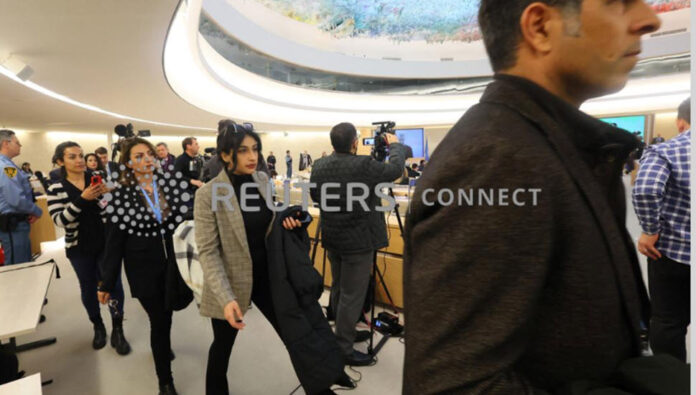 ممثلو المنظمات غير الحكومية غادروا الاجتماع خلال كلمة وزير خارجية النظام الإيراني في مجلس حقوق الإنسان