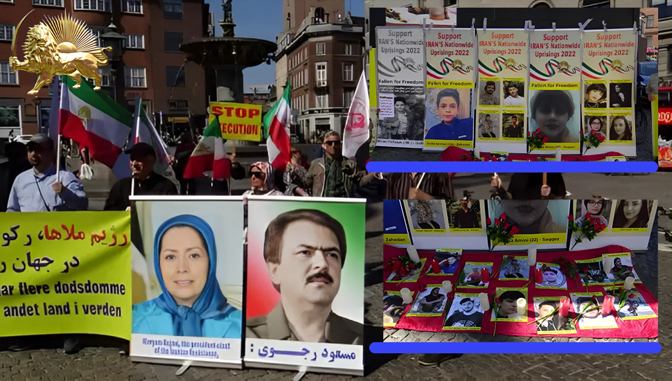 كوبنهاغن، الدنمارك - مظاهرة أنصار منظمة مجاهدي خلقتضامنا ودعماللانتفاضة الوطنية الإيرانية