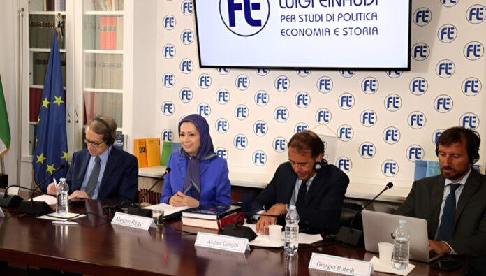 كلمة السيدة مريم رجوي في مؤسسة لويجي إيناودي البحثية في إيطاليا: مأزق السقوط للنظام؛ مفتاح فهم قضية إيران