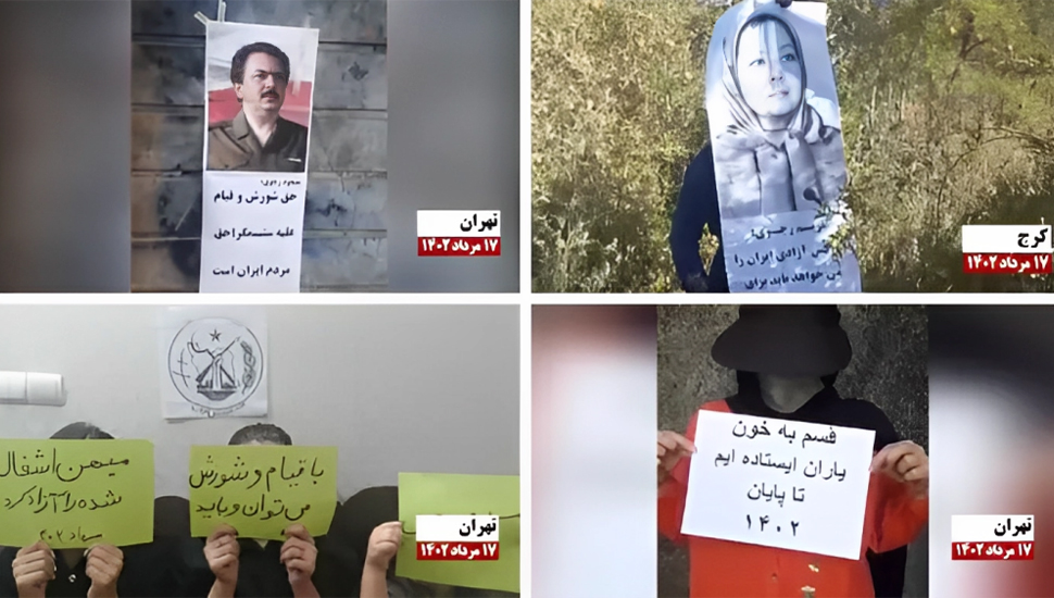 لصق لافتات من قبل وحدات المقاومة في مدن إيران تحت شعار يمكن ويجب تحرير الوطن المحتل بالانتفاضة