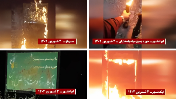 حرق قواعد الباسيج  في بلوشستان من قبل شباب الانتفاضة – 25 أغسطس