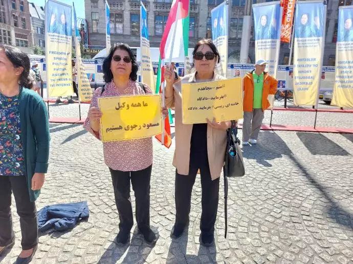 إيرانيون في روما وكولونيا ولندن وبروكسل وكاسل وبريمن وهانوفر وأمستردام يطالبون بمحاكمة خامنئي ورئيسي في محكمة دولية