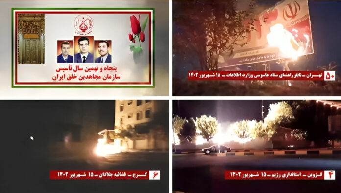 59 عملية ينفذها شباب الانتفاضة في عموم إيران وإضرام النار في قواعد للباسيج والنظام وصور خامنئي