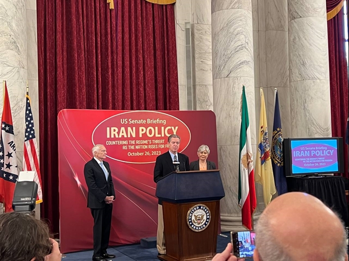 اجتماع في مجلس الشيوخ الأمريكي: سياسة إيران – مواجهة تهديدات النظام الإيراني خلال انتفاضة الشعب من أجل الحرية