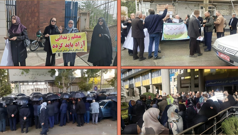 تجمعات احتجاجية للمتقاعدين في مدن مختلفة بشعار “يجب الإفراج عن المعلم المسجون