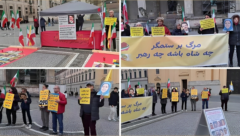 ميونيخ، ألمانيا – مظاهرات للإيرانيين تنديداً بنقل رئاسة المنتدى الاجتماعي لمجلس حقوق الإنسان إلى ممثل عن النظام الإيراني