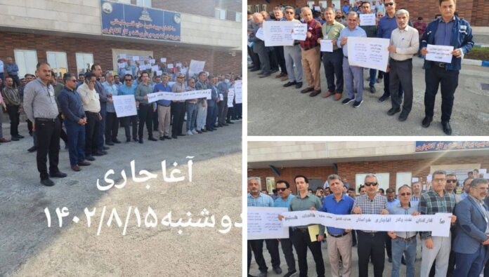 استمرار التجمع الاحتجاجي للعاملين الرسميين بشركة آغاجاري لاستثمار النفط والغاز