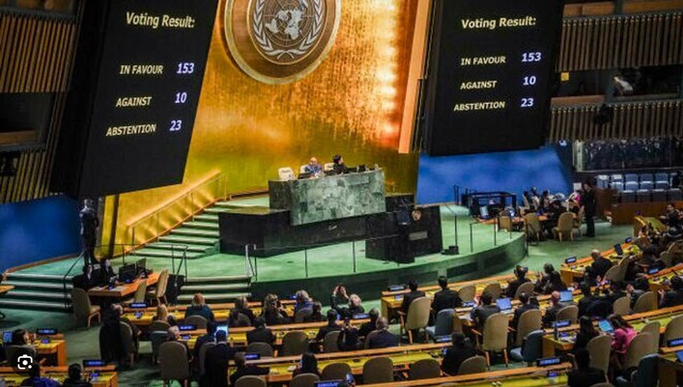 قرار الجمعية العامة للأمم المتحدة يدعو إلى وقف إطلاق النار في غزة