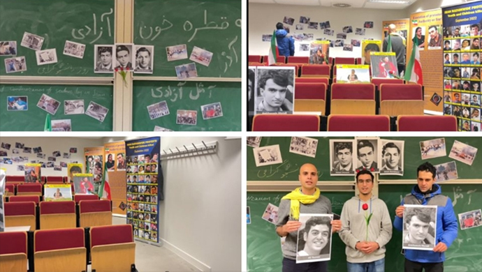 بلجيكا - معرض رابطة الشباب والطلبة الديمقراطيين الإيرانيين في بلجيكا بمناسبة يوم الطالب