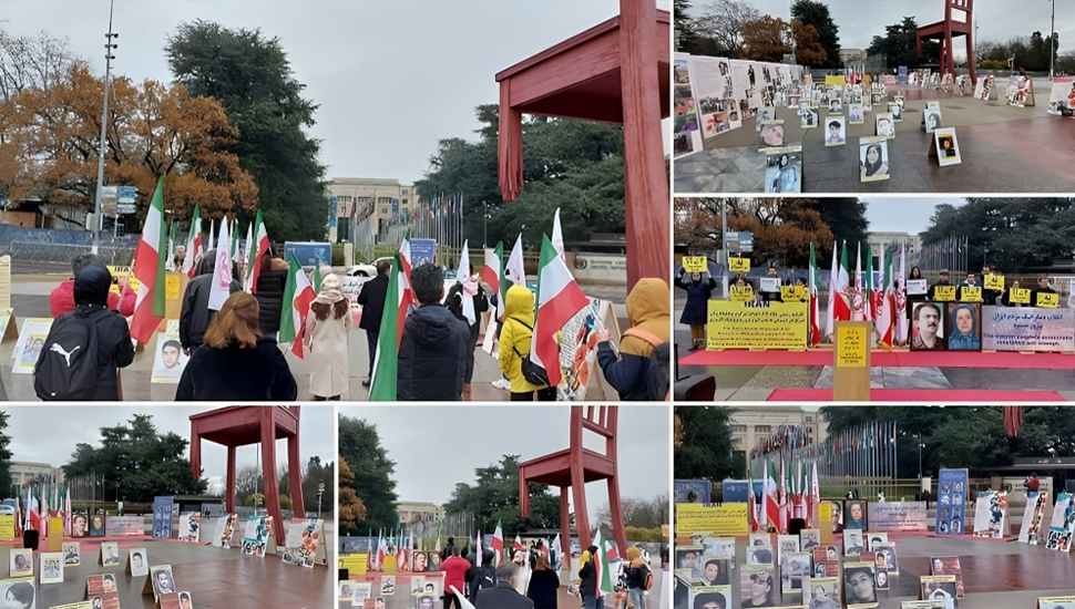 جنيف - تظاهرة الجالية الإيرانية تنديدًا بمشاركة إبراهيم رئيسي في اجتماع المنتدى العالمي للاجئين التابع للأمم المتحدة