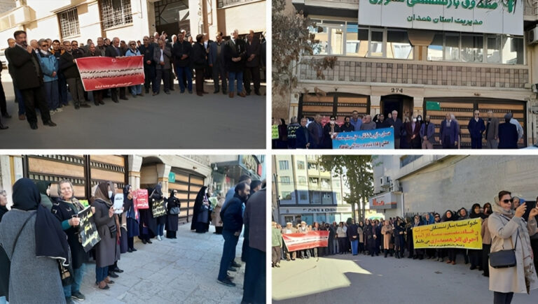 تجمعات احتجاجية للمتقاعدين في الدوائر الحکومية في إيران بشعار” جيش المتقاعدين جاهز للانتفاضة”