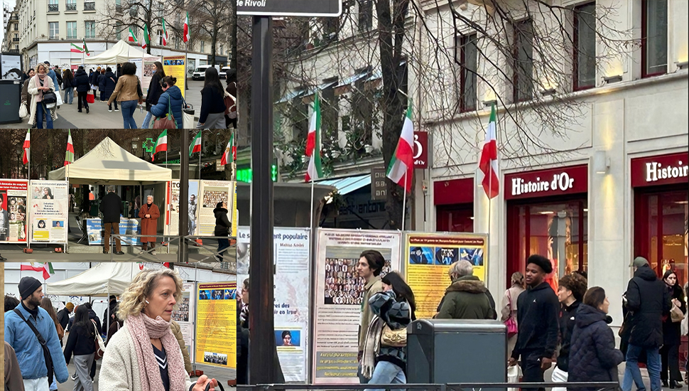 باريس– معرض للکتب وصور الشهداء تضامنا مع الانتفاضة الإيرانية