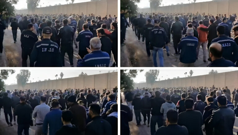 لليوم الخامس على التوالي – إضراب واحتجاج عمال المجموعة الوطنية لصناعة الصلب في الأهواز