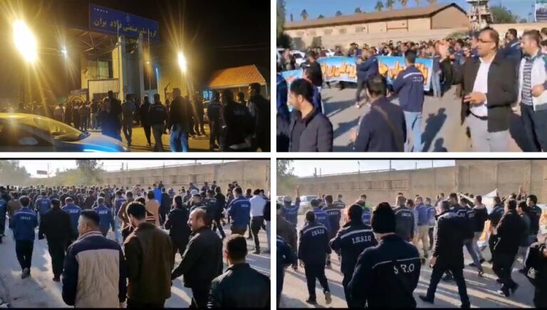 الأهواز – إضراب واحتجاج عمال المجموعة الوطنية لصناعة الصلب لليوم الرابع على التوالي