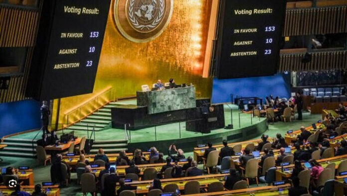 قرار الجمعية العامة للأمم المتحدة يدعو إلى وقف إطلاق النار في غزة