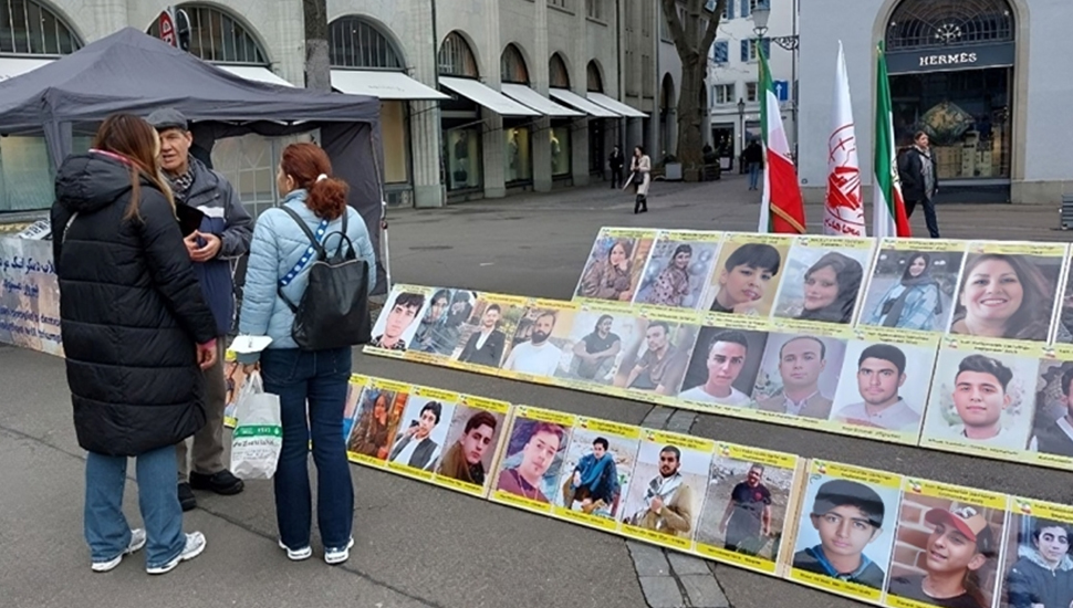زيورخ سويسرا – طاولة كتب ومعرض لصور الشهداء تضامنا مع الانتفاضة الوطنية في إيران