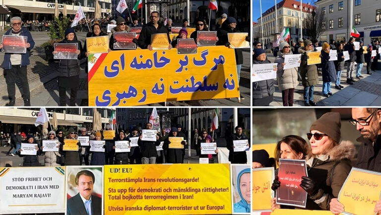 غوتنبرغ، السويد – تجمع أنصار مجاهدي خلق تضامنًا مع الثورة الإيرانية