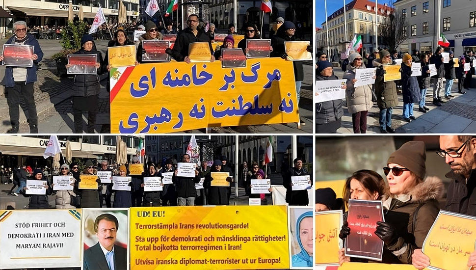 غوتنبرغ، السويد - تجمع أنصار مجاهدي خلق تضامنًا مع الثورة الإيرانية