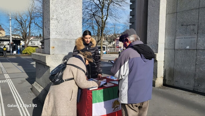 لوتزرن سويسرا – إقامة طاولة كتب وجمع توقيعات لإدانة الإعدامات الجماعية في نظام الملالي