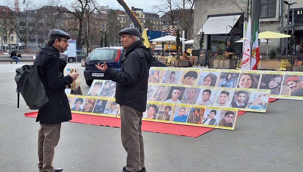 زيورخ سويسرا – طاولة كتب ومعرض لصور الشهداء تضامنا مع الانتفاضة الوطنية في إيران 