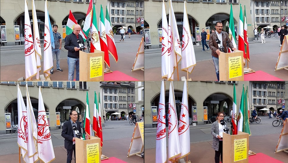 احتجاج إيرانيين على برنامج في الأمم المتحدة لإقامة مراسيم حداد على رئيسي جزار طهران