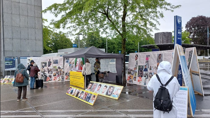 لوتزيرن سويسرا – طاولة كتب ومعرض لصور الشهداء تضامنا مع الانتفاضة الوطنية في إيران