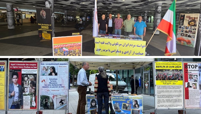 باريس وستوكهولم - طاولة كتاب ومعرض لصور شهداء الانتفاضة الإيرانية