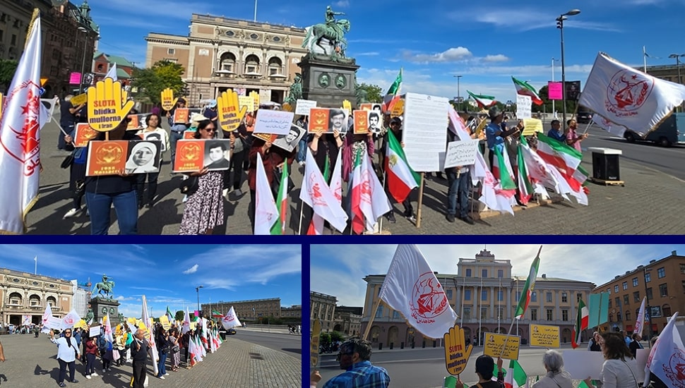 ستوكهولم – إيرانيون يتظاهرون أمام وزارة الخارجية السويدية احتجاجا على إطلاق سراح السفاح حميد نوري