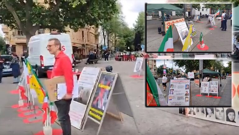 برلين – طاولة كتاب ومعرض صور لشهداء الانتفاضة الإيرانية  