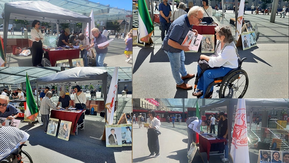 برن، سويسرا – طاولة كتب ومعرض لصور الشهداء تضامنا مع الانتفاضة الوطنية في إيران